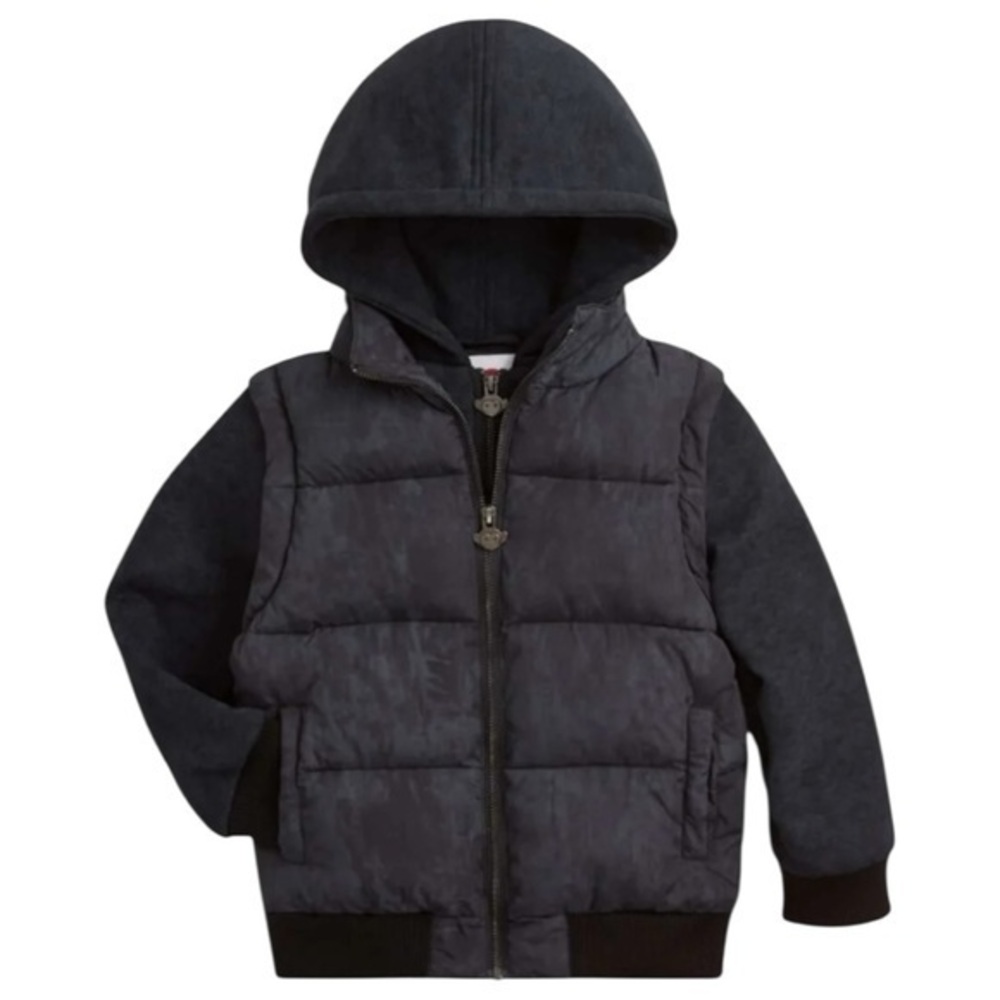 Appaman Boy’s Size 7 Washed Black Turnstile Hooded Transforming Vest Jacket